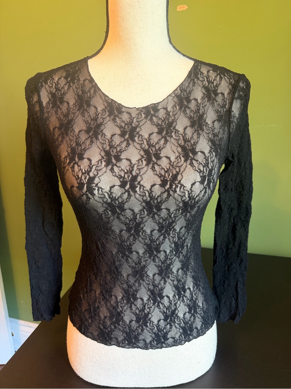 Y2K Black Lace Long-Sleeve Women's Top size S/M